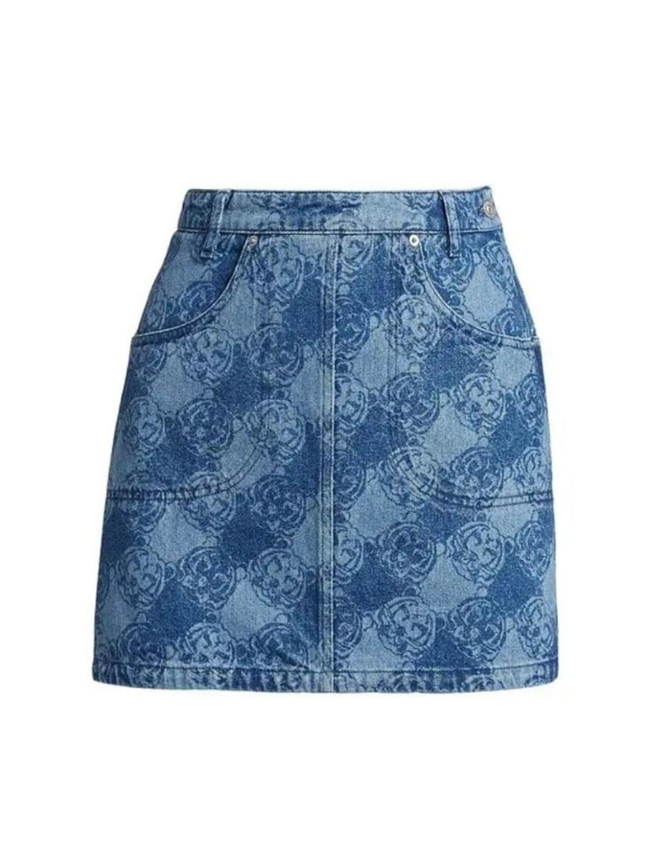 Kenzo Monogram Denim Mini Skirt (40)